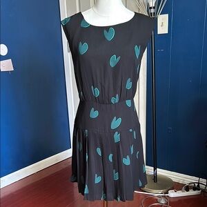 LOFT Black and Green Sleeveless Midi Sundress